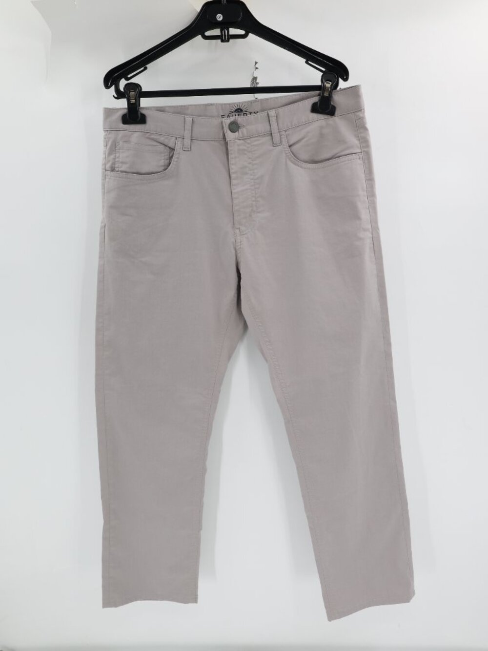 Faherty Movement Pants Mens 32 Cotton Blend Straight Leg 5 Pocket Stretch Gray